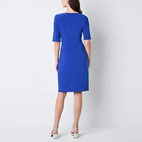 Jessica Howard Womens Elbow Sleeve Sheath Dress