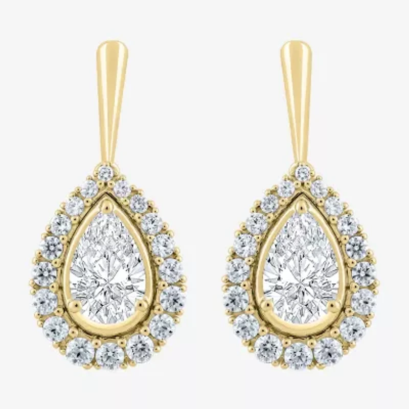(F / Vs2) Womens 3 CT. T.W. Lab Grown White Diamond 10K Gold Pear Drop Earrings