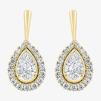 (F / Vs2) Womens 3 CT. T.W. Lab Grown White Diamond 10K Gold Pear Drop Earrings