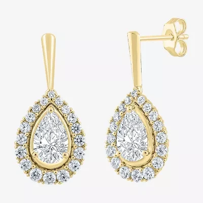 (F / Vs2) Womens 3 CT. T.W. Lab Grown White Diamond 10K Gold Pear Drop Earrings