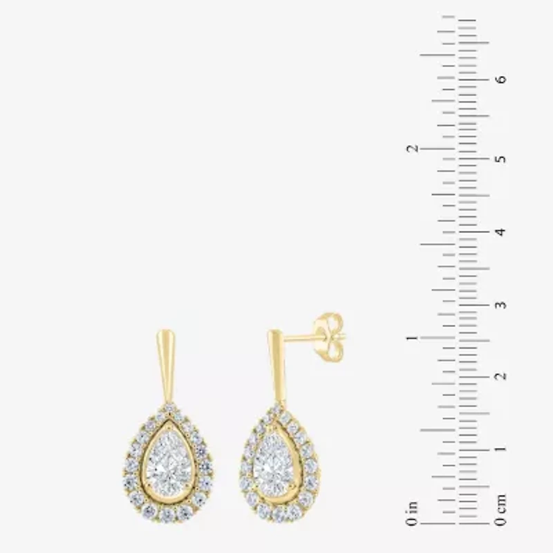(F / Vs2) Womens 3 CT. T.W. Lab Grown White Diamond 10K Gold Pear Drop Earrings