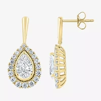 (F / Vs2) Womens 3 CT. T.W. Lab Grown White Diamond 10K Gold Pear Drop Earrings