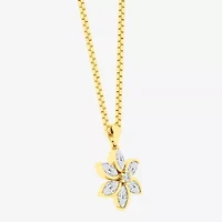 Diamond Blossom (F / Vs2) Womens 1 CT. T.W. Lab Grown White Diamond 10K Gold Flower 18 Inch Pendant Necklace