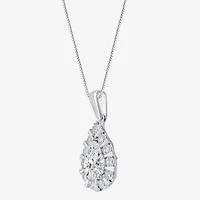 (F / Vs2) Womens 1 CT. T.W. Lab Grown White Diamond 10K White Gold Pear 18 Inch Pendant Necklace