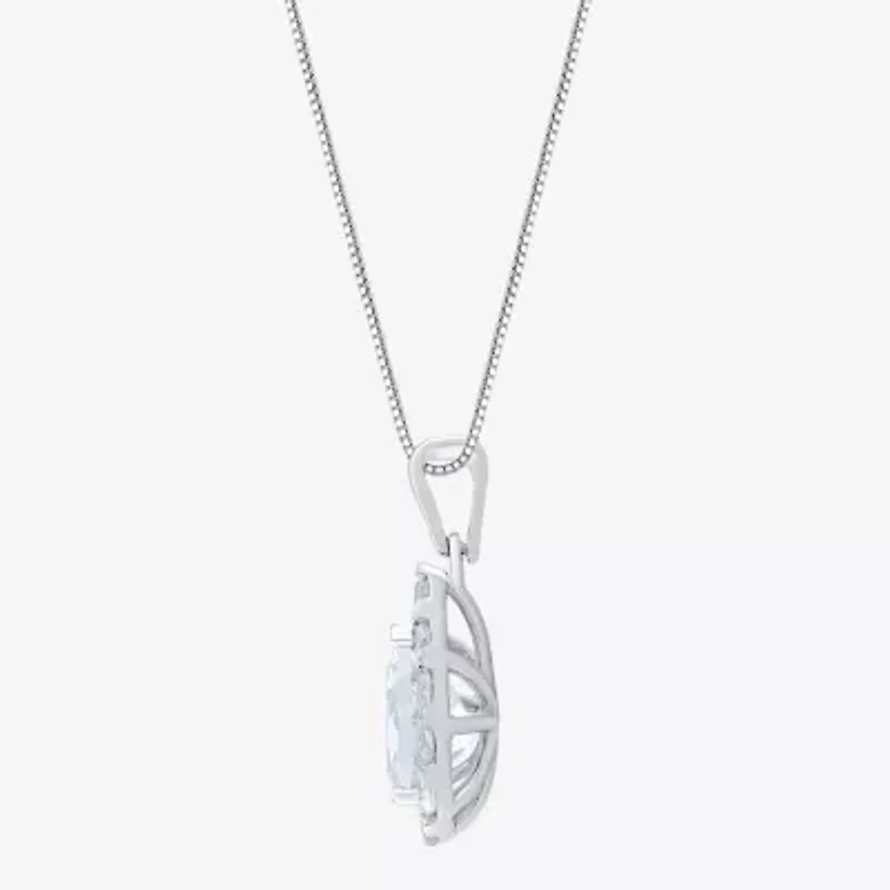 (F / Vs2) Womens 1 CT. T.W. Lab Grown White Diamond 10K White Gold Pear 18 Inch Pendant Necklace