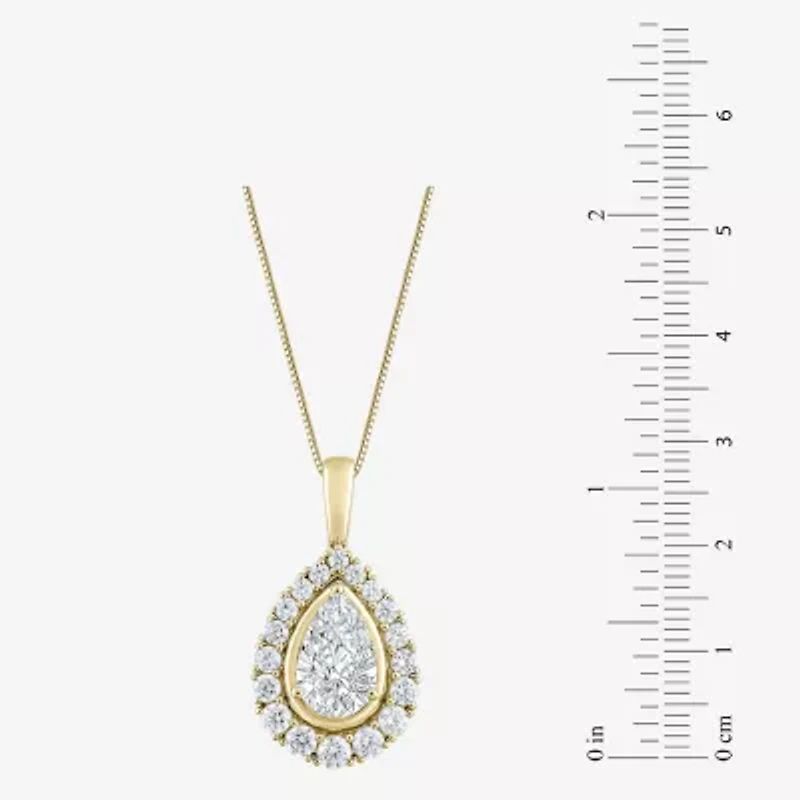 (F / Vs2) Womens 3 CT. T.W. Lab Grown White Diamond 10K Gold Pear 18 Inch Pendant Necklace