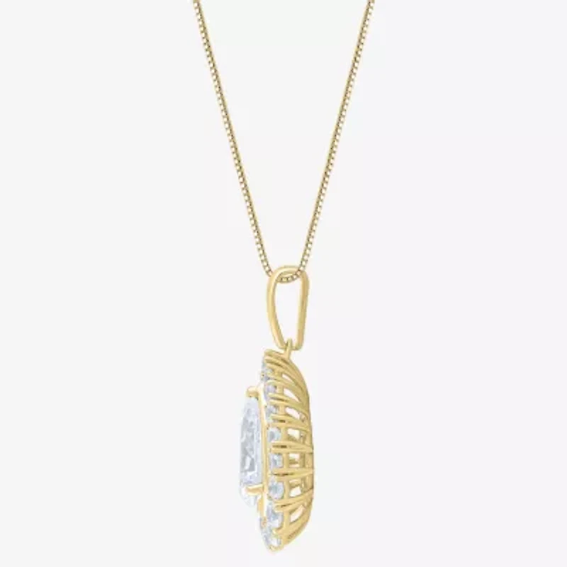 (F / Vs2) Womens 3 CT. T.W. Lab Grown White Diamond 10K Gold Pear 18 Inch Pendant Necklace