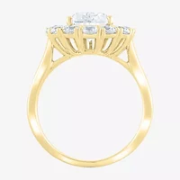 (F / Vs2) Womens 3 CT. T.W. Lab Grown White Diamond 10K Gold Pear Halo Cocktail Ring