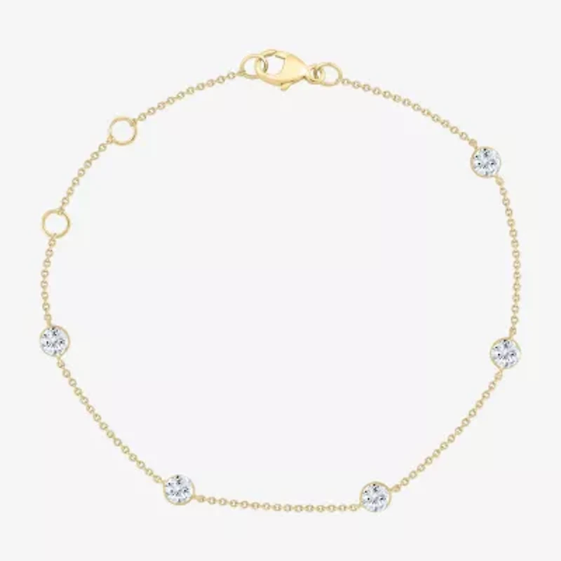 Floating Diamonds (F / Vs2) Womens 14K Gold 7.25 Inch Solid Cable Chain Bracelet