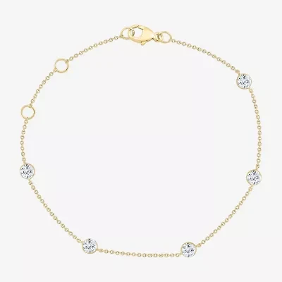 Floating Diamonds (F / Vs2) Womens 14K Gold 7.25 Inch Solid Cable Chain Bracelet