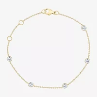 Floating Diamonds (F / Vs2) Womens 14K Gold 7.25 Inch Solid Cable Chain Bracelet