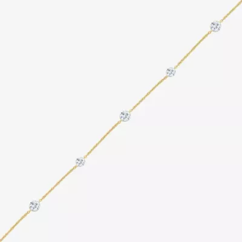 Floating Diamonds (F / Vs2) Womens 14K Gold 7.25 Inch Solid Cable Chain Bracelet