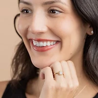 Diamond Blossom (G, Si2) Womens 1/5 CT. Lab Grown White 10K Gold Halo Cocktail Ring