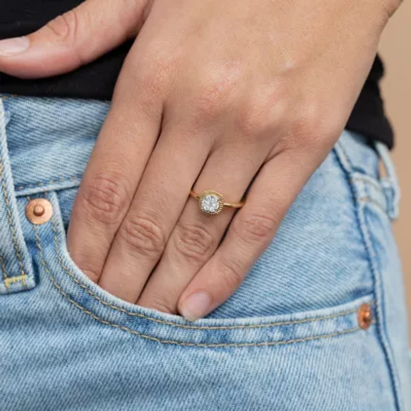 Diamond Blossom (G, Si2) Womens 1/5 CT. Lab Grown White 10K Gold Halo Cocktail Ring