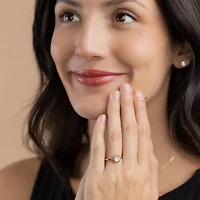 Diamond Blossom (G, Si2) Womens 1/5 CT. Lab Grown White 10K Gold Halo Cocktail Ring