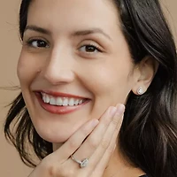 Diamond Blossom (G, Si2) 1/4 CT. T.W. Lab Grown White Diamond 10K White Gold 10.1mm Pear Stud Earrings