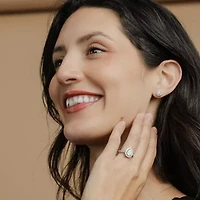 Diamond Blossom (G, Si2) 1/4 CT. T.W. Lab Grown White Diamond 10K White Gold 10.1mm Pear Stud Earrings