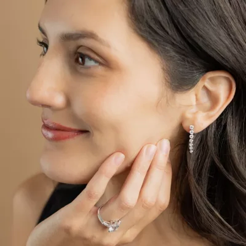 Floating Diamonds (F, Vs2) Womens 1 1/2 CT. T.W. Lab Grown White Diamond 14K White Gold Drop Earrings