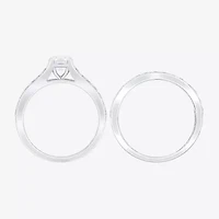 F /Vs2) Unisex Adult 2 CT. T.W. Lab Grown White Diamond 10K Gold Side Stone Wedding Bridal Set