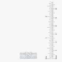 F /Vs2) Unisex Adult 2 CT. T.W. Lab Grown White Diamond 10K Gold Side Stone Wedding Bridal Set