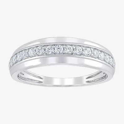 F /Vs2) Unisex Adult 2 CT. T.W. Lab Grown White Diamond 10K Gold Side Stone Wedding Bridal Set