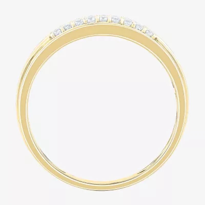 (F /Vs2) Unisex Adult 1 1/2 CT. T.W. Lab Grown White Diamond 10K Gold Side Stone Wedding Bridal Set