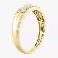 (F /Vs2) Unisex Adult 1 1/2 CT. T.W. Lab Grown White Diamond 10K Gold Side Stone Wedding Bridal Set