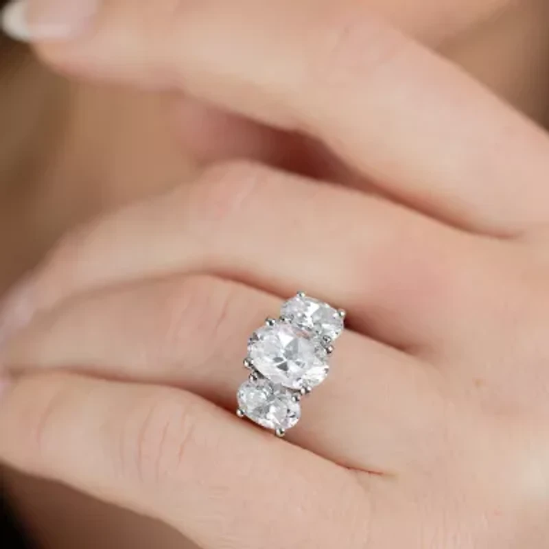 Love Lives Forever (F / Vs2) Womens 3/4 CT. T.W. Lab Grown White Diamond 10K Gold Oval 3-Stone Engagement Ring