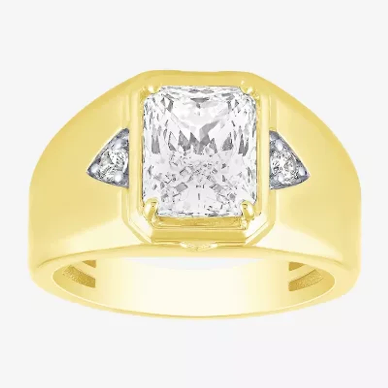 (F / Vs2) Mens 3 1/6 Ct. T.W. Lab Grown White Diamond 10K Gold Rectangular Engagement Ring