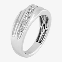 (F / Vs2) Mens 24MM 1/2 CT. T.W. Lab Grown White Diamond 10K Gold Round Wedding Band