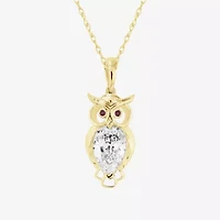 Owl (F / Si2) Womens 1 CT. T.W. Lab Grown White Diamond 14K Gold Over Silver 18 Inch Pendant Necklace