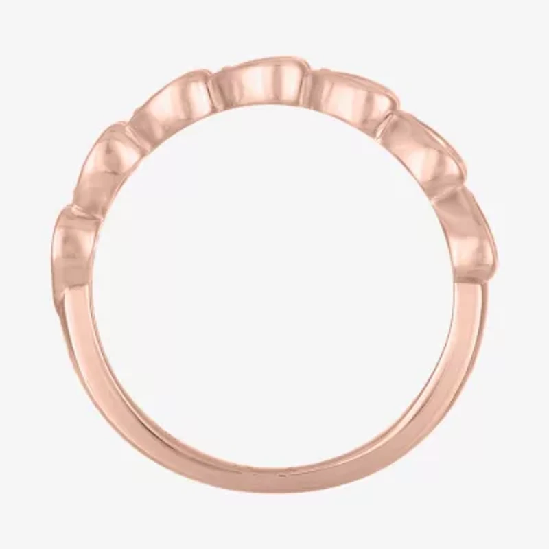 (G-H / Si2-I1) Womens 1/10 CT. T.W. Lab Grown White Diamond 14K Rose Gold Over Silver Heart Band