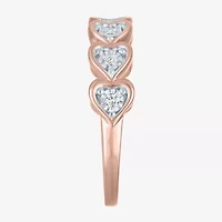 (G-H / Si2-I1) Womens 1/10 CT. T.W. Lab Grown White Diamond 14K Rose Gold Over Silver Heart Band