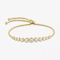 Limited Quantities! Womens White Cubic Zirconia 14K Gold Over Silver Bolo Bracelet