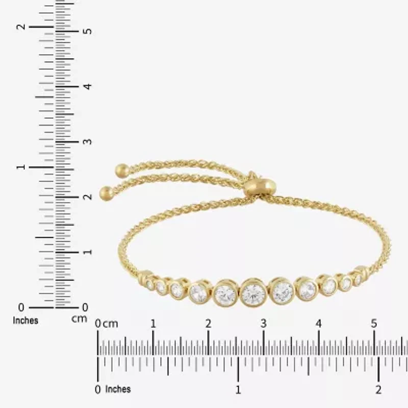 Limited Quantities! Womens White Cubic Zirconia 14K Gold Over Silver Bolo Bracelet