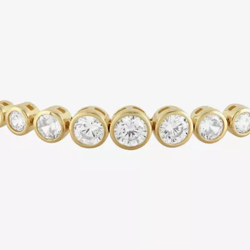 Limited Quantities! Womens White Cubic Zirconia 14K Gold Over Silver Bolo Bracelet