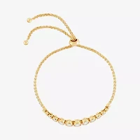 Limited Quantities! Womens White Cubic Zirconia 14K Gold Over Silver Bolo Bracelet