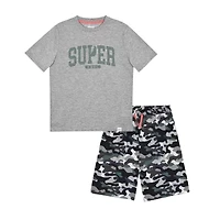 Sleep On It Little & Big Kid Boys Crew Neck Short Sleeve 2-pc. Pajama Set