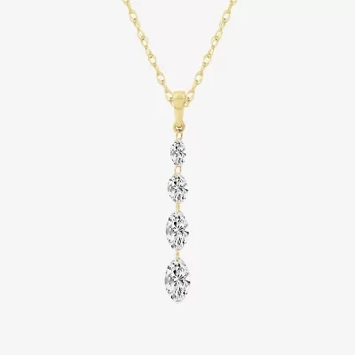 (F / Si2) Womens 7/8 CT. T.W. Lab Grown White Diamond 10K Gold 18 Inch Pendant Necklace