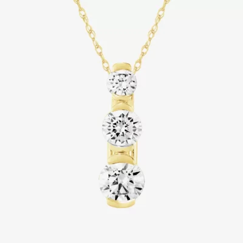 (F / Si2) Womens 1 1/2 CT. T.W. Lab Grown White Diamond 10K Gold 18 Inch Pendant Necklace