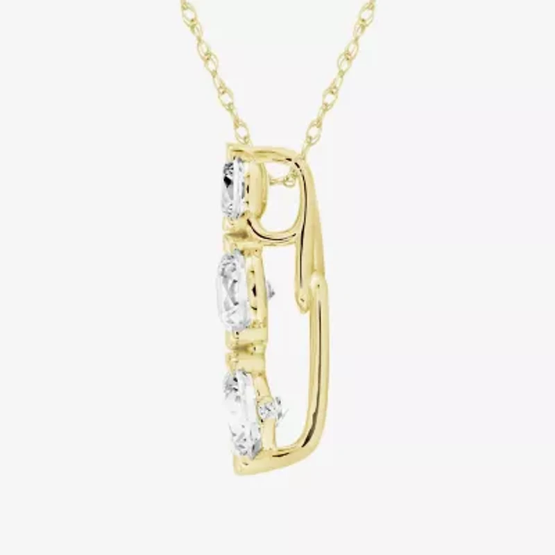 (F / Si2) Womens 1 1/2 CT. T.W. Lab Grown White Diamond 10K Gold 18 Inch Pendant Necklace