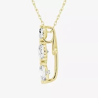 (F / Si2) Womens 1 1/2 CT. T.W. Lab Grown White Diamond 10K Gold 18 Inch Pendant Necklace