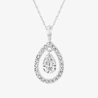 (F / Si2) Womens 5/8 CT. T.W. Lab Grown White Diamond Sterling Silver Pear 18 Inch Pendant Necklace