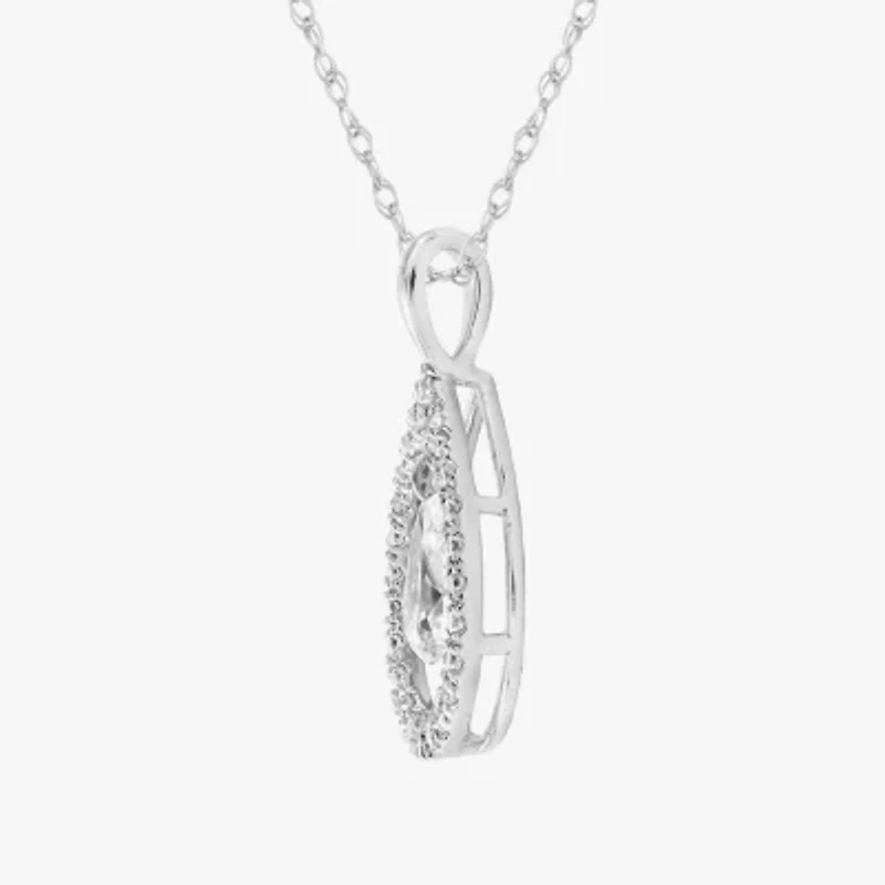 (F / Si2) Womens 5/8 CT. T.W. Lab Grown White Diamond Sterling Silver Pear 18 Inch Pendant Necklace