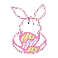 Northlight 17" Lighted Pink Bunny With Egg Window Easter Window Decor