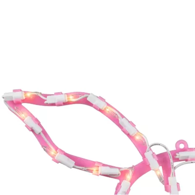 Northlight 17" Lighted Pink Bunny With Egg Window Easter Window Decor