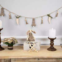 Northlight 12" Beige And Brown Long Legged Sitting Ballerina Girl Bunny Easter Figurine