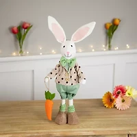 Northlight 18" Polka Dot Boy Rabbit With Carrot Standing Easter Figurine