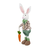 Northlight 18" Polka Dot Boy Rabbit With Carrot Standing Easter Figurine