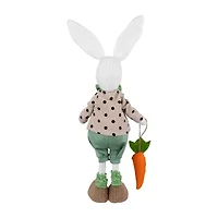 Northlight 18" Polka Dot Boy Rabbit With Carrot Standing Easter Figurine